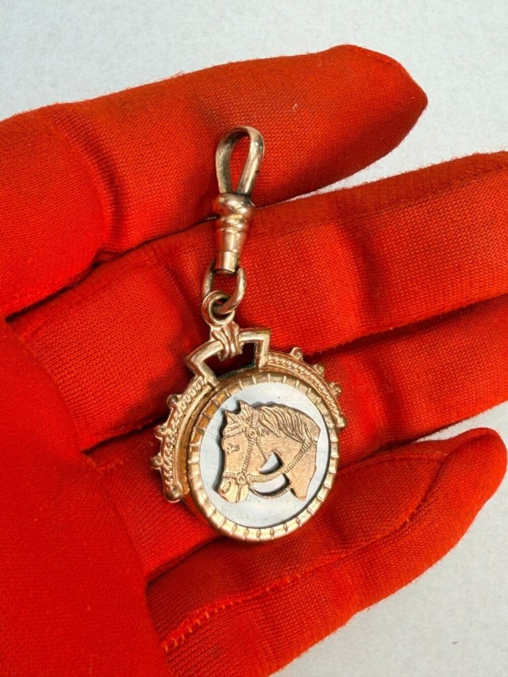 Antique Edwardian Gold Filled Horse & Carnelian Swivel Watch Fob Charm Pendant - Picture 3 of 9
